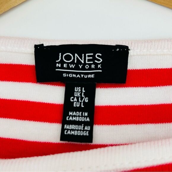 Jones New York red and white stripe with lace up shoulder detail size large - Picture 5 of 7